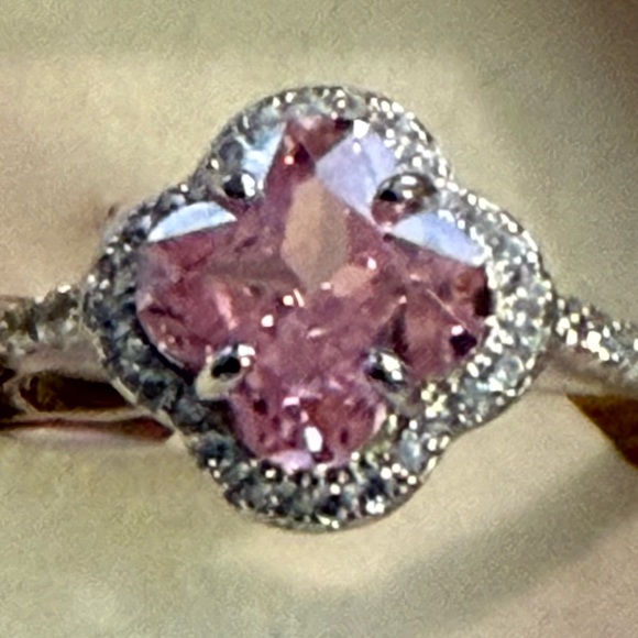 Jewelry - Elegant Pink and Sterling Silver Women's Ring, Uranium Glow - New